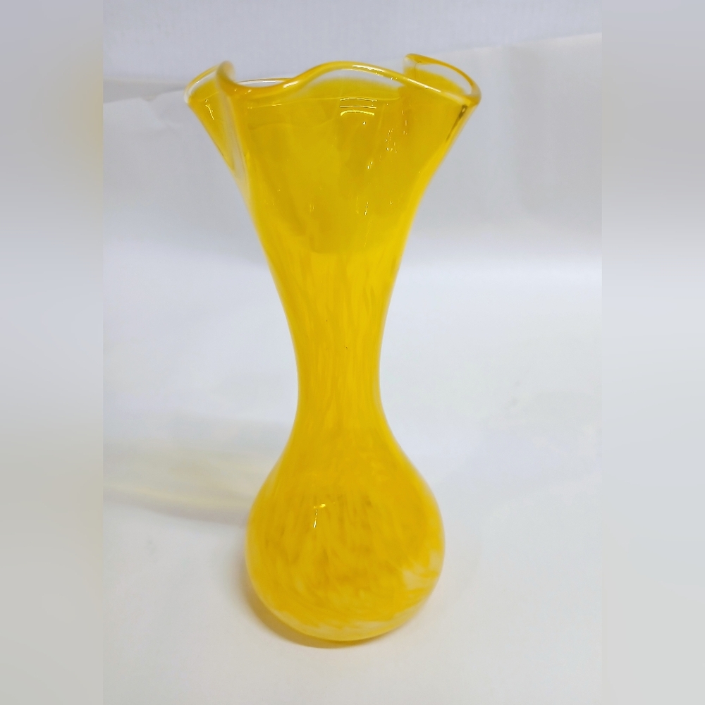 Elegant Yellow Blown Glass Vase